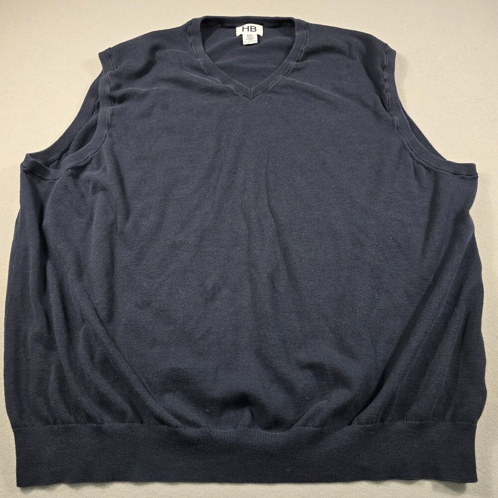 HB Harbor Bay Men's 4XL Navy Blue Sweater Vest V-Neck Lightweight 100% Cotton